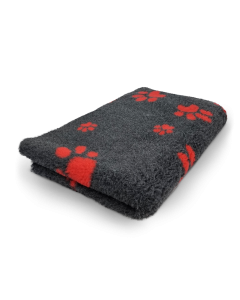Vet bed Antraciet Kleine en Grote Rode Voetprint - anti-slip