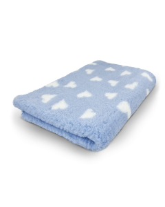 Vet Bed - Lichtblauw met Witte Hartjes - Antislip Hondenmat