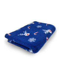 Vet Bed Red-Nosed Reindeer - Non slip Dog Mat - Blue
