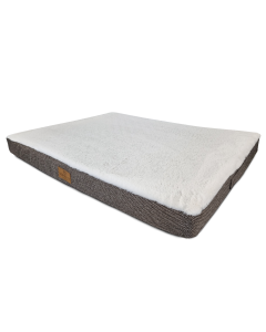 Topmast Hondenmatras - Furfleece Blokkussen - Herringbone - XLarge - Bruin Beige - 118 x 70 cm