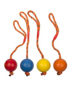 Rubber Bal massief aan koord 6cm