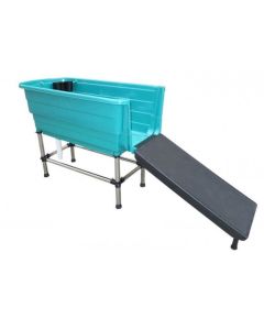 Topmast Hondenbad Kunststof met afvoerslang - 60 x 124 x 90 cm + Kunststof Loopplank