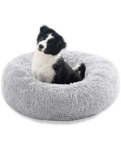 Topmast Fluffy Donut Animal Basket - Grey - Various Sizes