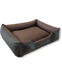 Topmast Lounge Sofa - Leatherlook Hondenmand - Zwart & Bruin - 100 x 80 cm