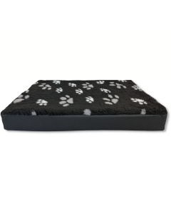 Topmast Hondenmatras - Furfleece Blokkussen - Zwart met Pootafdruk