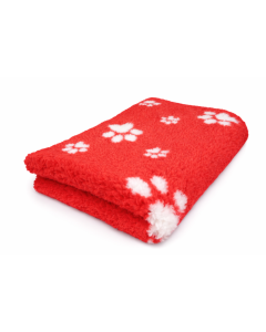 Vet Bed - Red with White Paws - Non Slip Dog Mat