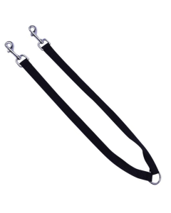 Topmast Double Dog Leash - Black - Durable Nylon - For 2 Dogs - Various Sizes