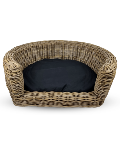Topmast Palermo - Rieten Dierenmand met Kussen - Zwart - 68 x 57 x 33 cm