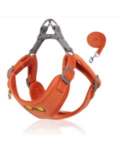 Soft pluche Hondentuigje + looplijn - Comfort - Oranje