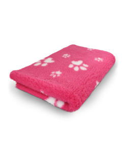 Vet Bed - Fuchsia with White Paws - Non Slip Dog Mat
