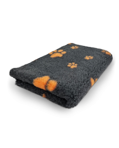 Vet Bed - Big and Small Paws - Anthracite & Orange - Non Slip Dog Mat