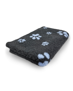 Vet Bed - Big and Small Paws - Anthracite & Light Blue - Non Slip Dog Mat