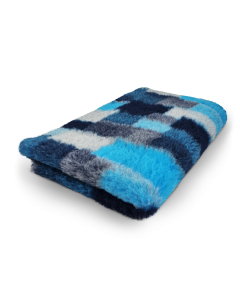 Vet Bed Patchwork - Turquoise, Black, Blue & Grey - Non Slip Dog Mat