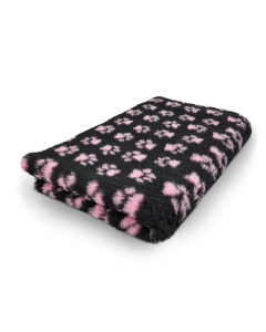 Vet Bed - Black with Pink Paws - Non Slip Dog Mat