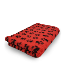 Vet Bed - Red with Black Paws - Non Slip Dog Mat
