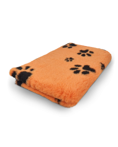Vet Bed - Orange with White Paws - Non Slip Dog Mat