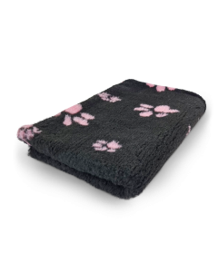 Vet Bed - Black with Pink Paws - Non Slip Dog Mat