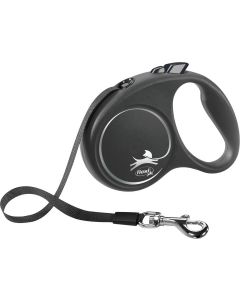 Flexi Rollijn Black Design - Brede Band - Zwart & Zilver