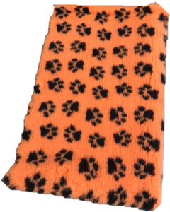 Vet Bed Oranje met  Zwarte Voetprint Latex Anti Slip