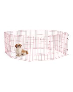 Topmast Puppy Playpen XL Metal - Pink -Foldable - 560 cm Lengh - 60 cm High