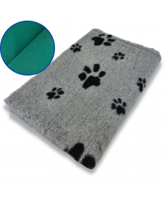 Vet Bed Gray with Paws - With Green Backing - 22 mm