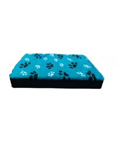 Topmast Blokkussen Hondenmatras 125 x 90 x 10 cm Vetfleece Turquoise voetprint