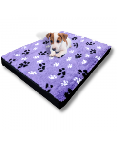 Topmast Hondenmatras - Furfleece Blokkussen - Lila met Pootafdruk