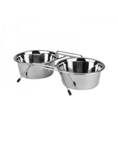 Stainless Steel Double Diner Bowl Set for Cats