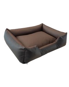 Topmast Lounge Sofa - Leatherlook Hondenmand - Zwart & Bruin - 100 x 80 cm