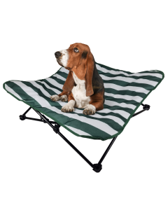 Topmast Elevated Dog Bed Stripes - Campingbed - Green White - 87 x 87 x 23 cm