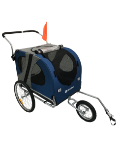 Topmast Easy Flow Dog Bicycle Trailer - With Jogger Function - Foldable - Blue - Large