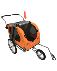 Topmast Easy Flow Dog Bicycle Trailer - With Jogger Function - Foldable - Orange - Large