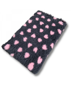 Vet Bed Valentines - Antraciet met Roze Hartjes - Antislip Hondenmat