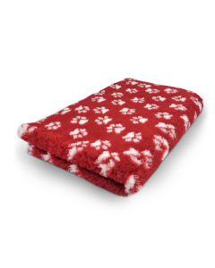 Vet Bed - Wine Red with White Paws - Non Slip Dog Mat